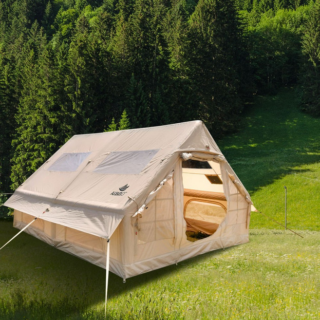 아이순스 에어텐트 천창모델 옥스퍼드 재질 캠핑텐트 풀세트 리빙쉘텐 에어텐트 5-6인용, 베이지 12
