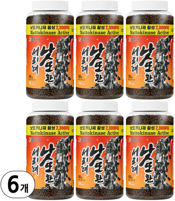 낫또 서리태 활성 나토키나제 7300FU 낫또환 100회분 ISO 인증 국산 임실, 500g, 6개