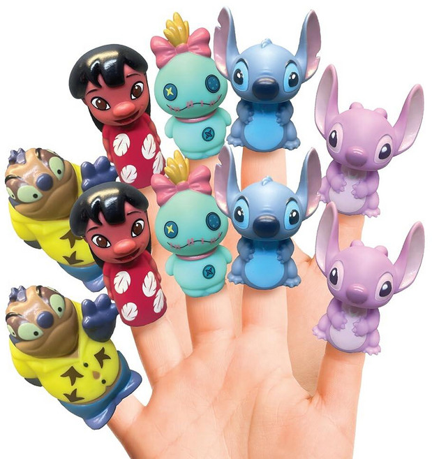 Disney Lilo & Stitch 10피스 손가락 인형 세트 - 교육용 놀이 파티 선물 목욕 및 수영장 장난감 해변 놀이 놀이 시간 활동