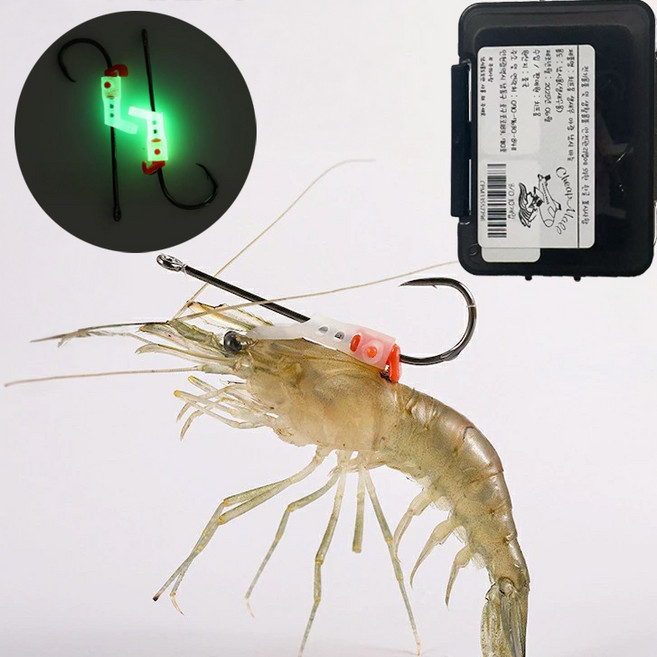 치프몰 살아있는 생새우 야광 낚시 바늘, 1세트, 10개입