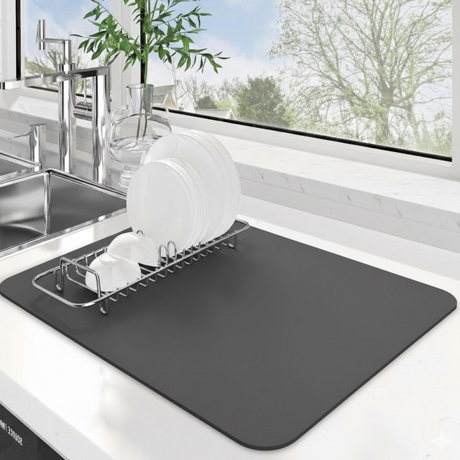 아리코 심플 규조토 식기건조 매트, 블랙