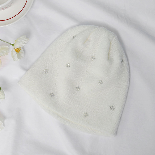 캡조아 러블리한 미니 진주 비니 여성 봄 데일리 니트 모자