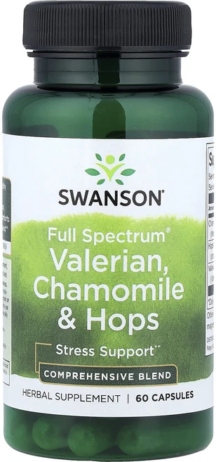 건강챙기세요 Swanson Full Spectrum® 발레리안 카모마일 & 홉 캡슐 60정 백살까지오래오래, SwansonFullSpectrum발레리안카모마일홉캡슐, 1개 - 쿠팡