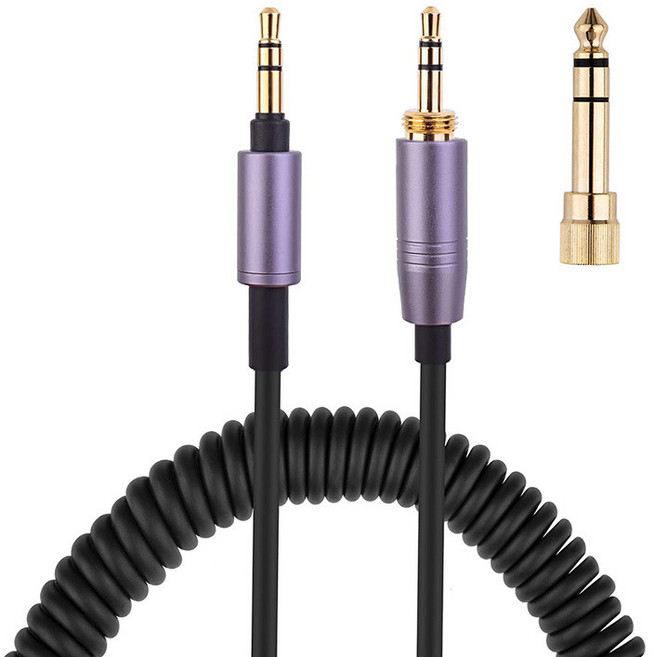 替换飞利浦SHP 9500 9600 Fidelio X2HR监听耳机线配件, 1個, 紫/全金属头/弹簧线/带6.35mm 线