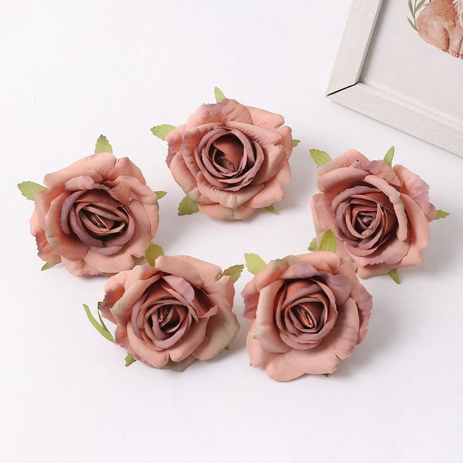 仿真花天狼玫瑰假花朵 塑料花 頭飾diy材料, 1個, 棕色1朵【樣品裝】