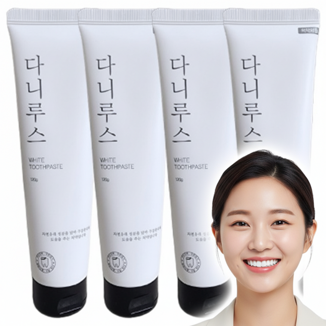 다니루스 미백치약 식약청 허가 미백치약, 4개, 120ml