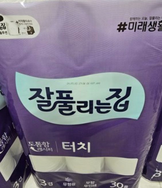 잘풀리는집 깨끗한 터치 3겹 두루마리 휴지, 7개, 30롤
