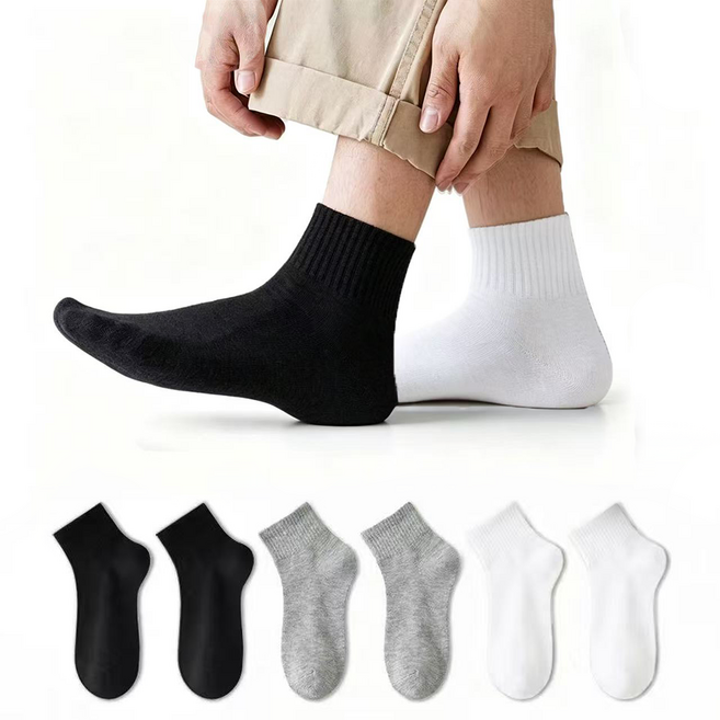 Le Gou 더베이직 남성용 스포츠 커버 중목 양말 남성 순면양말 6켤레
