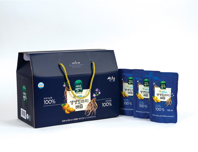 지리산별마루 국내산 100% 생생도라지배즙100ml30포 도라지즙 도라지배즙 도라지차 건강음료 아기음료 배즙, 30개