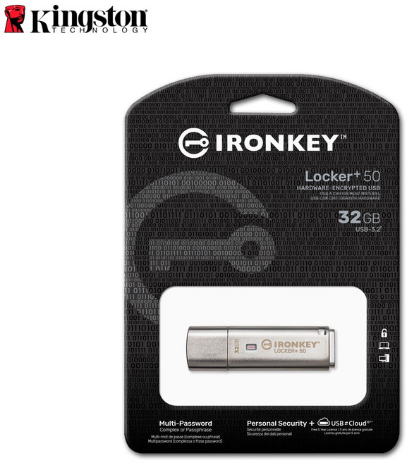 Kingston 金士頓 IronKey Locker 50 USB 加密 隨身碟, 1個, 32GB, 32GB