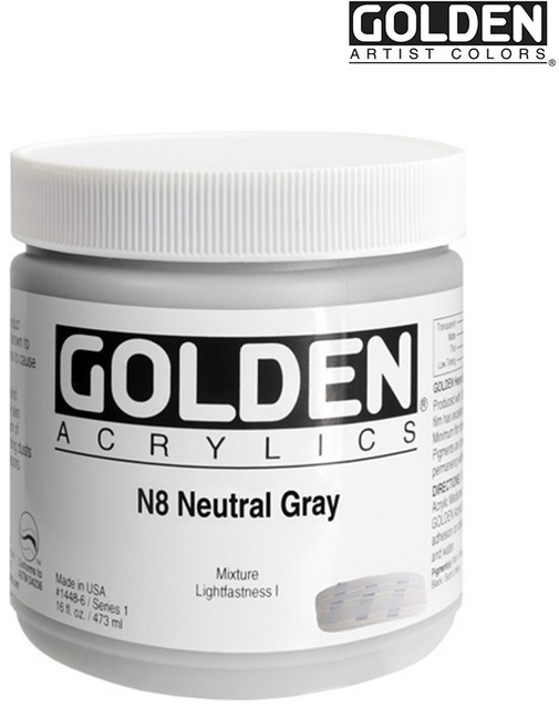 골든 아크릴물감 헤비바디 473ml S1 Neutral Gray N8, 1448 N8 Neutral gray