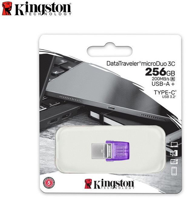 金士頓 Kingston Data Traveler MicroDuo 3C Type-C USB3.2 OTG 隨身碟, 1個, 256GB 新版紫色, 256GB