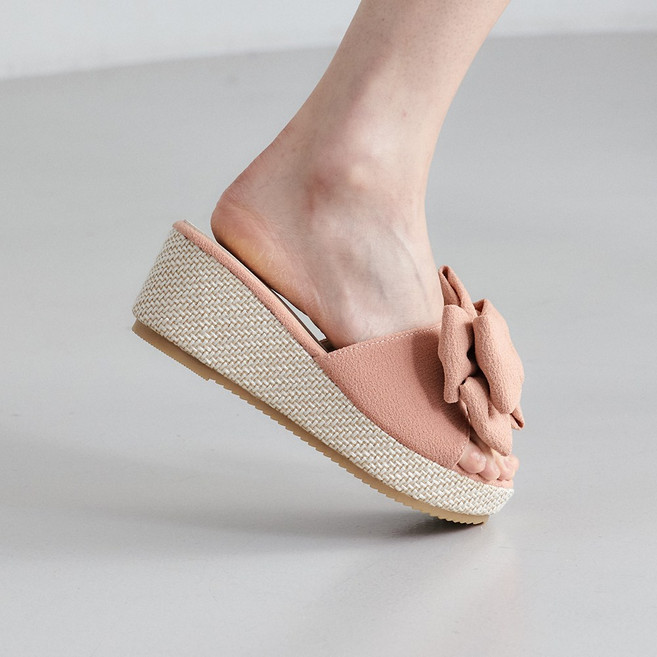 슈리오 여성 여름 데일리 웨지힐 슬리퍼 6cm