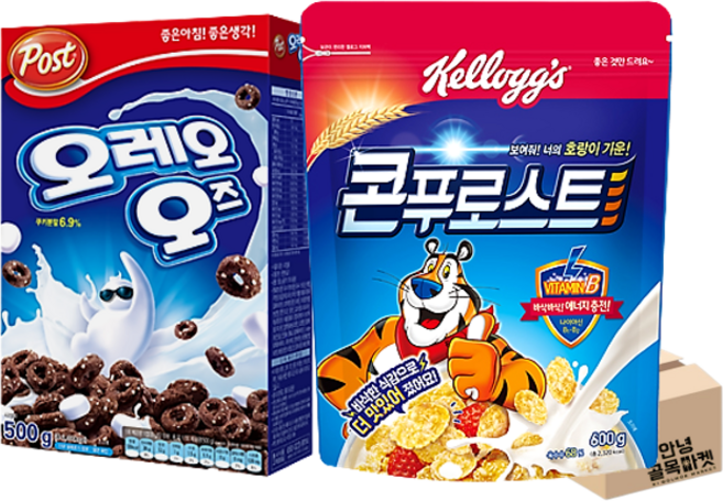 포스트 오레오오즈500g+ 켈로그콘푸로스트600g, 1세트, 오레오오즈+콘푸로스트