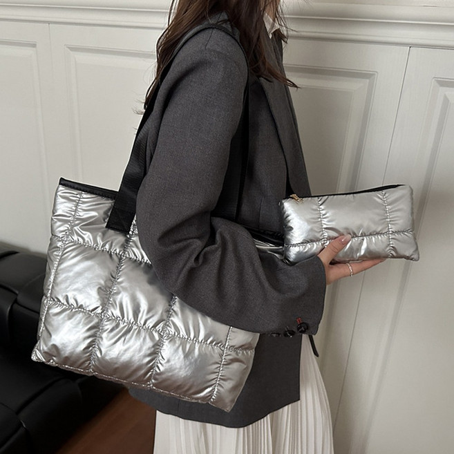 가나다라 여성 퀄팅백 파우치백세트 패딩토트백