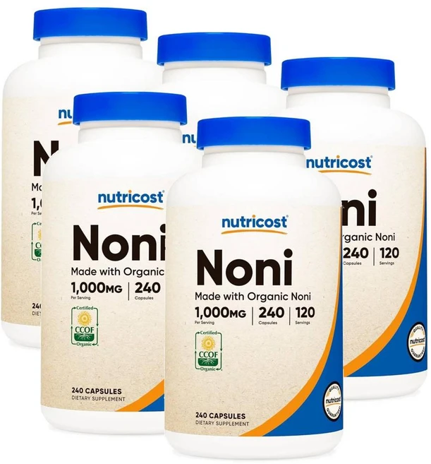 뉴트리코스트 노니 1000mg 캡슐 Nutricost Noni, 240정, 5개 - 쿠팡
