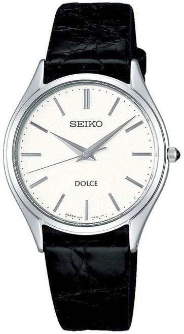 Seiko 精工 Quiz Dolce系列男款藍寶石鏡面皮革腕錶 SACM171