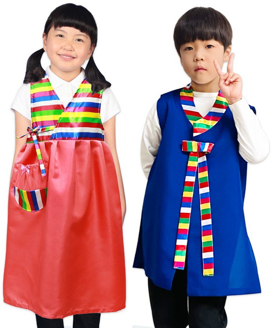 남아 여아 아동 색동 한복 조끼 저고리 앞치마 설날 추석 명절 예절교육 어린이집 유치원