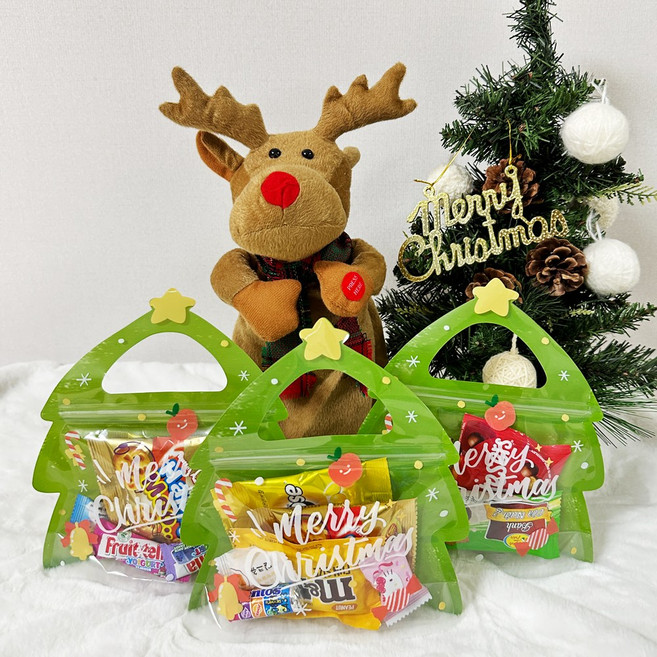 [늦지않았어]크리스마스 구디백 학원교회 선물 어린이집선물 쿠키 간식 단체선 산타 루돌프 트리 선물 답례품 꿈간, 20개, 심플트리