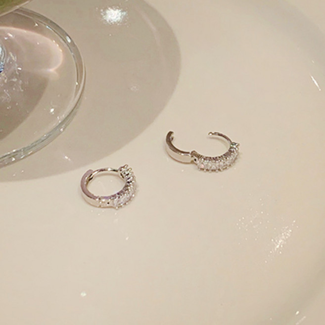 18k도금 큐빅 원터치 미니 링 귀걸이