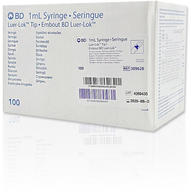 BD 루어락주사기, 1박스, 1cc (100ea)