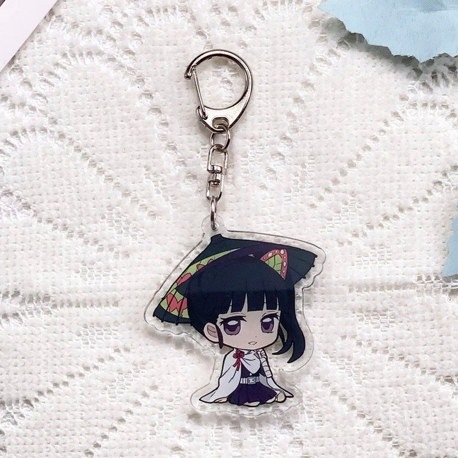 귀멸의칼날 귀칼 우산 든 캐릭터 아크릴 키링 SD 애니 열쇠고리 가방 장식 굿즈, 7