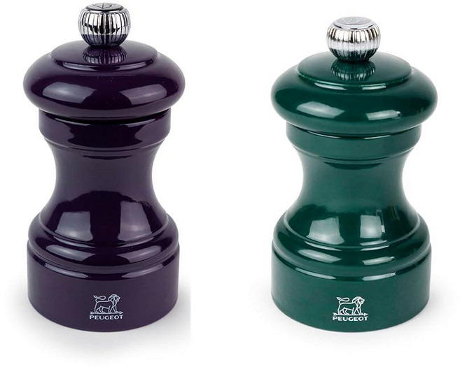 Peugeot Bistro 후추 및 소금 밀 세트 10.2cm4인치 - 분쇄 정밀도 조절 가능한 필수 주방 도구 너도밤나무 분쇄기 일상 요리의 풍미 향상 블랙/아이보리 13, 가지/그린, 1개