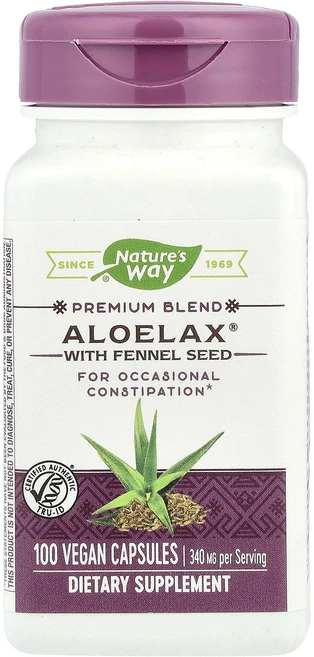 Nature's Way Aloelax 회향 씨 함유 340mg 베지 캡슐 100정, 1개 - 쿠팡
