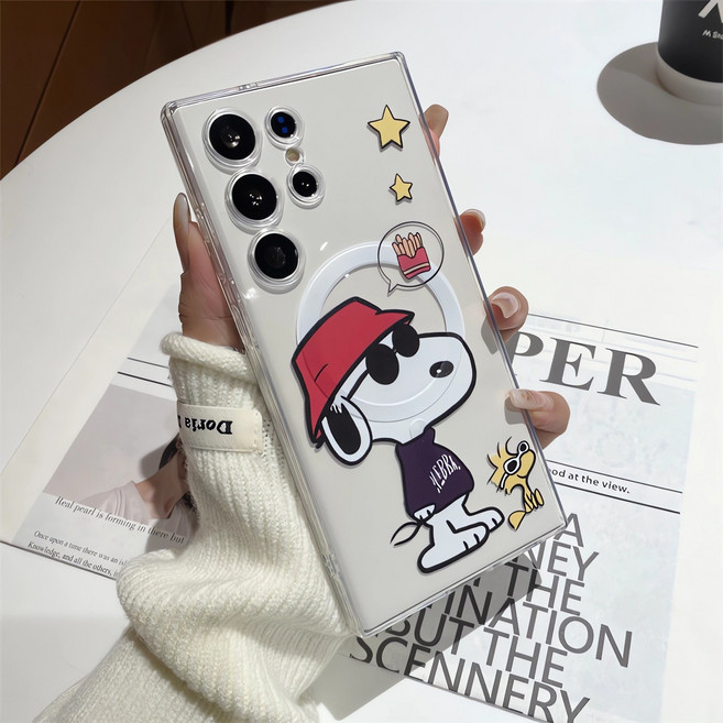 아펙시움 휴대폰케이스 갤럭시 S24 S25 S26 울트라 맥세이프 투명 낙상 방지 지지대 케이스 귀여운 강아지