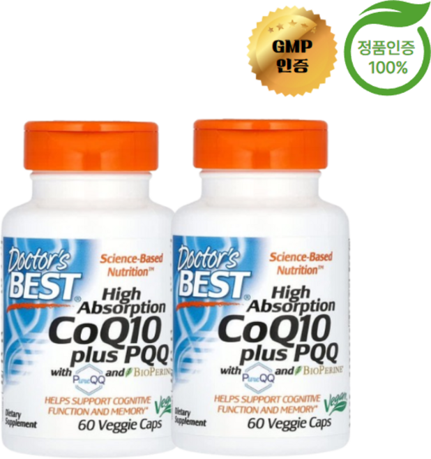 1+1 닥터스베스트 코엔자임Q10 100mg 60 베지 캡슐 코엔자임큐텐 유비퀴놀 흑후추, 60정, 2개