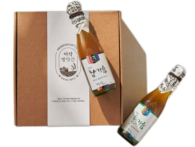 이삭방앗간 국산 저온압착 참기름 + 들기름 선물세트, 1개, 300ml