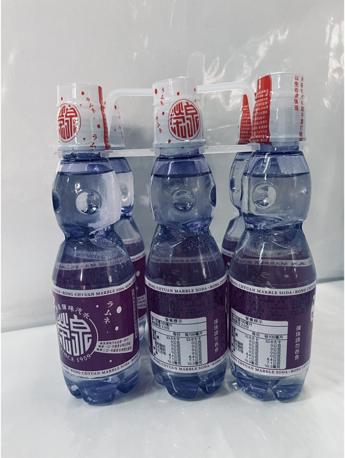 榮泉 彈珠汽水 葡萄口味 6罐裝 懷舊零食 塑膠瓶裝, 1個, 6L