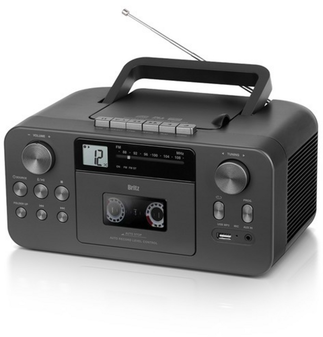 -브리츠- 레트로 블루투스 포터블 CD카세트 고감도 AM/FM라디오 AUX 음악용 어학용 휴대용 카세트 테입재생 녹음