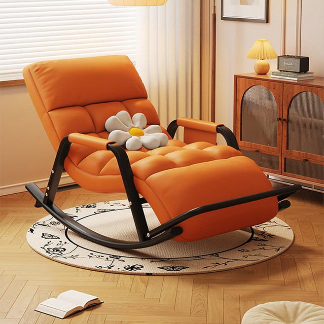 Takata 1인용 2인용 흔들의자 리클라이너 각도조절 안락의자 거실 소파형 흔들소파, 1개, 오렌지색 1인용, 발받침 있음