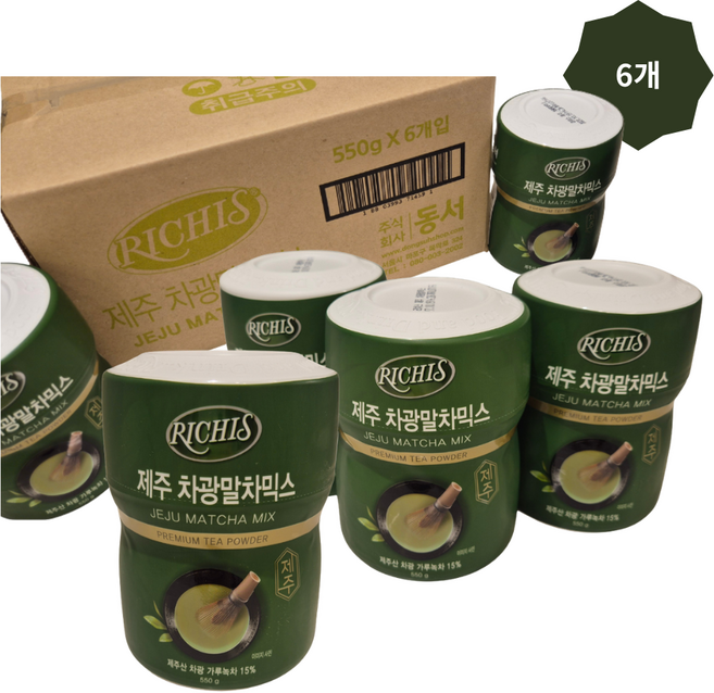 동서 리치스 카페 파우더 제주 차광말차 믹스 550g x 6개, 1박스