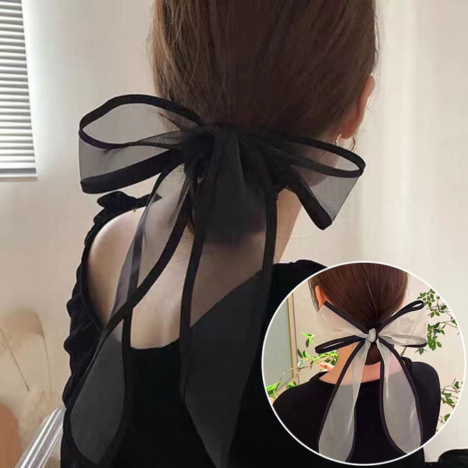 ZMBIRD 망사 대왕 리본 머리고무줄 2종세트 N5577