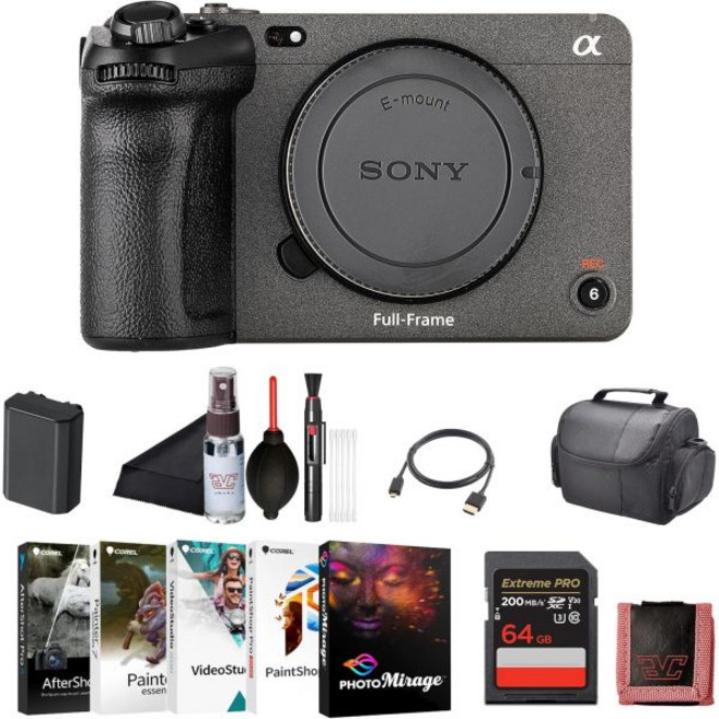 소니 FX3 풀프레임 시네마 카메라 본체만 ILMEFX3 128GB 메모리 카드 코렐 포토 소프트웨어 NPFZ100 배터리 케이스 디럭스 청소 세트 HDMI 케이블 지갑 그리고, 소니 FX3 풀프레임 시네마 카메라 본체만 ILMEFX