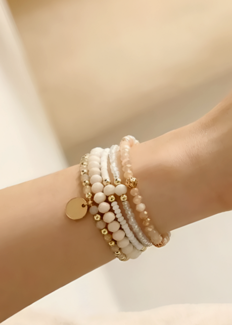 클로베레 블라썸 비즈 레이어드 팔찌 (5줄 1세트)