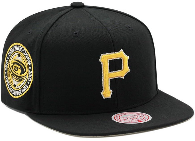 Mitchell & Ness 피츠버그 파이어리츠 쿠퍼스타운 MLB 팀 클래식 스냅백 모자 캡 - 블랙 블랙., Mitchell & Ness 피츠버그 파이어리츠 쿠퍼스