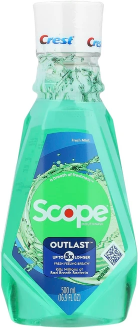 크레스트 스코프® 아웃라스트™ 구강청결세제 프레시 민트향 500ml (16.9 fl oz) CRR-95664 - 쿠팡