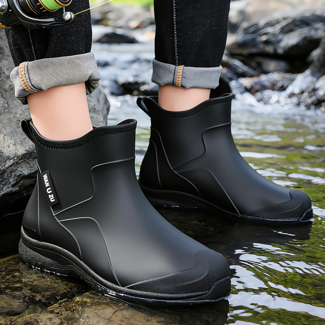 남성 패션 숏 레인부츠 미끄럼방지 발편한 경량 낚시장화 작업화 -2518