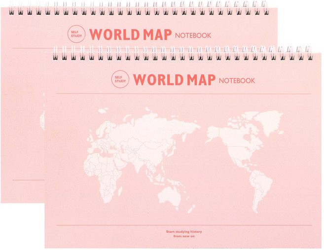 [2권SET] 인디고 혼자공부 지도 노트 (B5 한국사 세계사 모눈), 세계지도 핑크, 2개