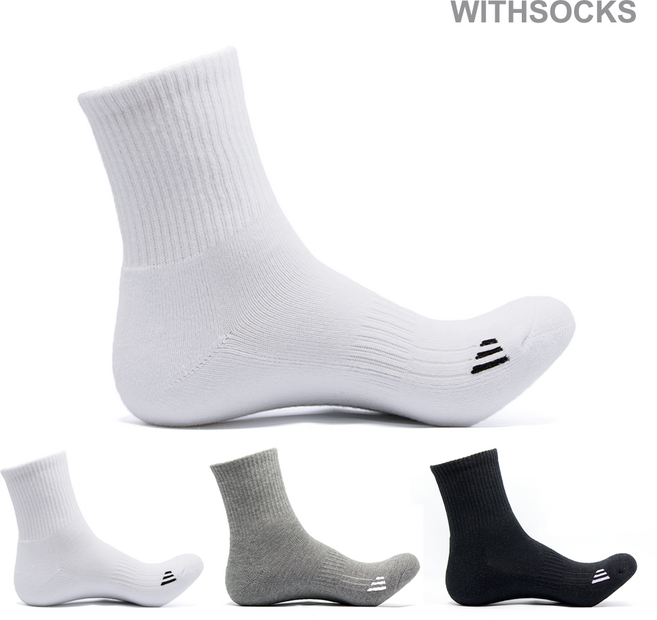 위드삭스 여성46 스포츠양말 중목 미들삭스, 여-46Q_그레이