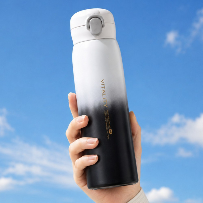 오든히 원터치 보온 보냉병 텀블러 304 스텐, 1개, 500ml, 퓨어 블랙