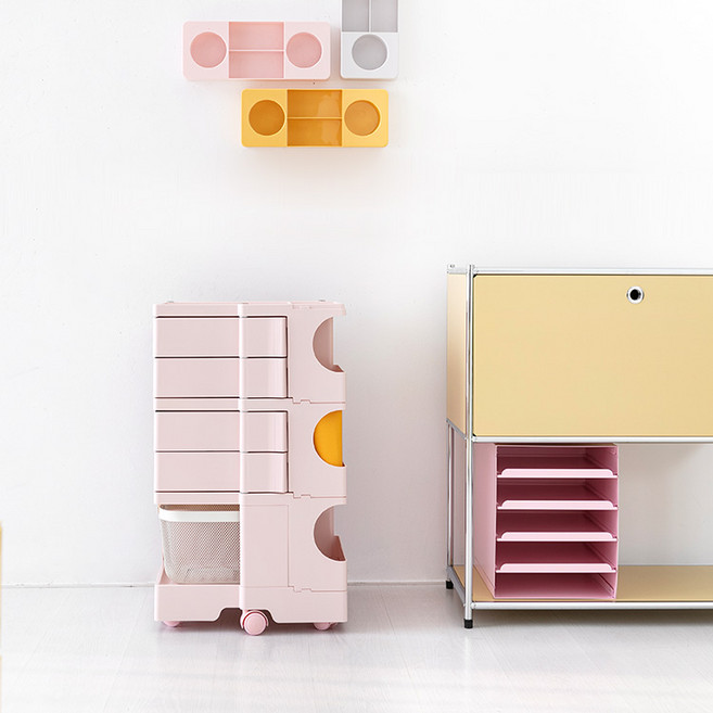 마켓비 빙그리 회전서랍 트롤리 4단, 핑크 4737.2105