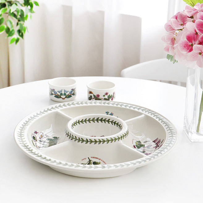 포트메리온 보타닉가든 칩앤딥 안주접시 나눔찬기 팔보채 메인접시, 1개, 플라워