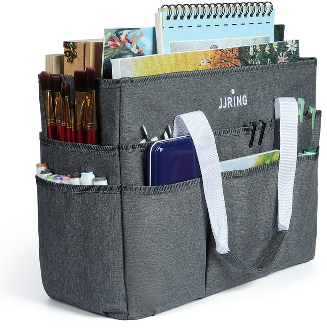제이제이링 아트가방 수납가방 16포켓 방수 코팅 다용도 미술용품 수납가방 정리함, 1개
