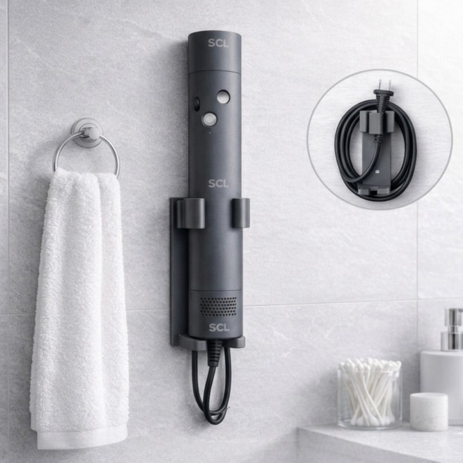 에어랩 고데기 멀티거치 무타공 욕실 스탠드형 드라이기걸이 정리대 SCL-BH01, 1개, 대형(에어랩호환)_매트그레이