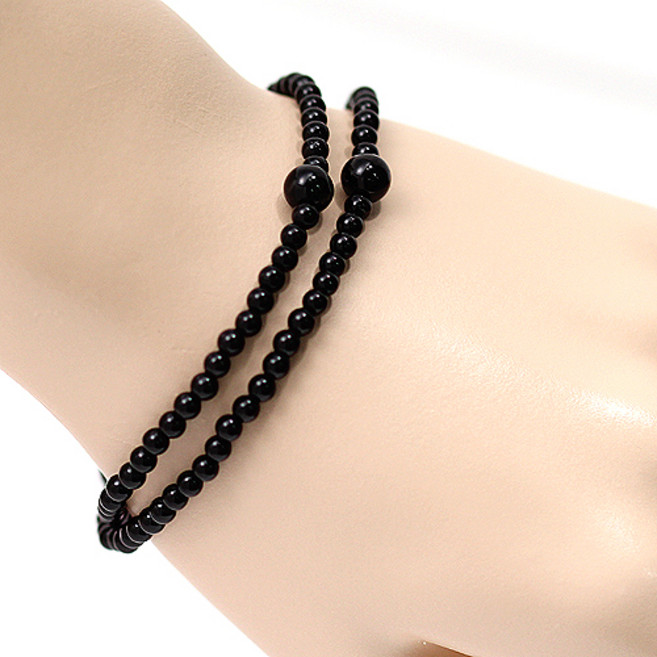 붓다북 고급 오닉스 108 염주 팔찌 3mm - 불교 합장주