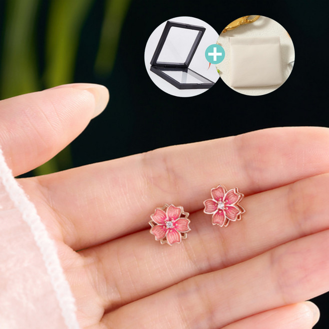 Lucky Glory 벚꽃귀걸이 925 플라워 회전 하는 프로포즈 선물 행운 생신 여자친구 결혼 기념일 귀걸이 + 사은품